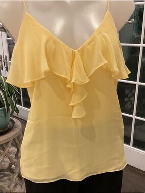 White House Black Market Yellow Ruffle Camisole